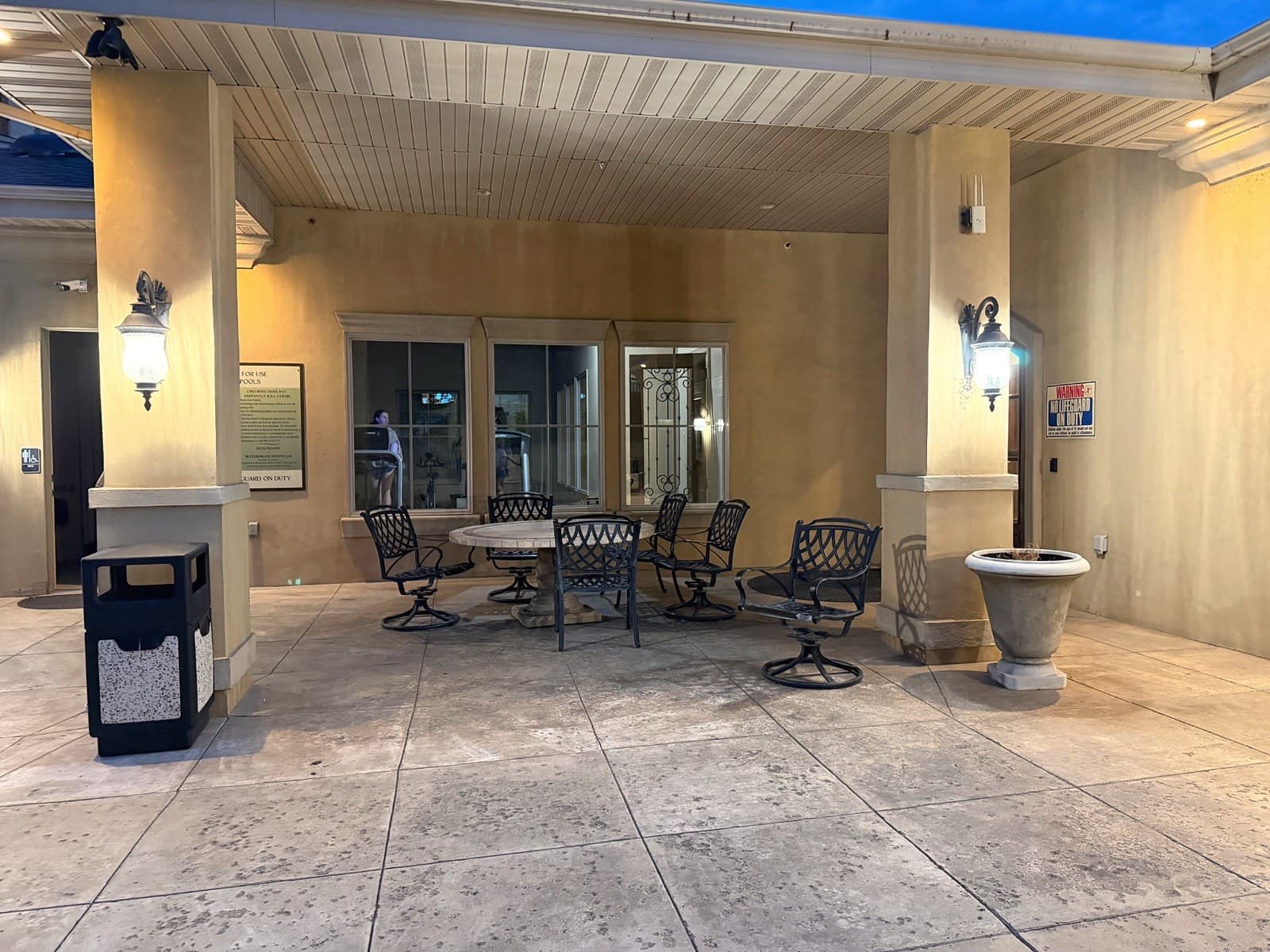 Covered patio and BBQ area at the Italian Villages clubhouse